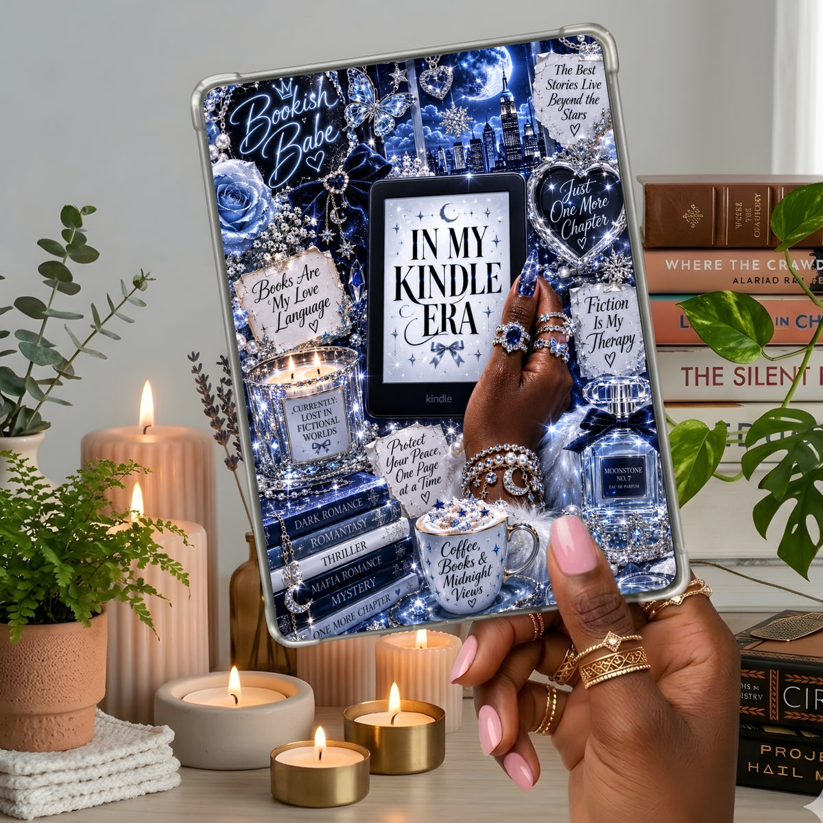 Moonstone Bookish Babe shown on a handheld eReader