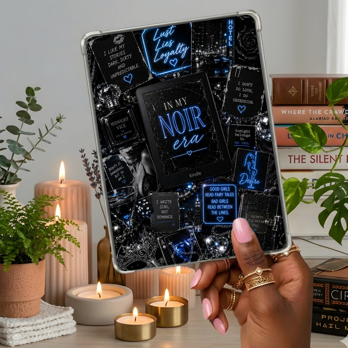 Noir Era Neon Lights shown on a handheld eReader