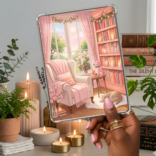 Pink Spring or Summer Nook shown on a handheld eReader
