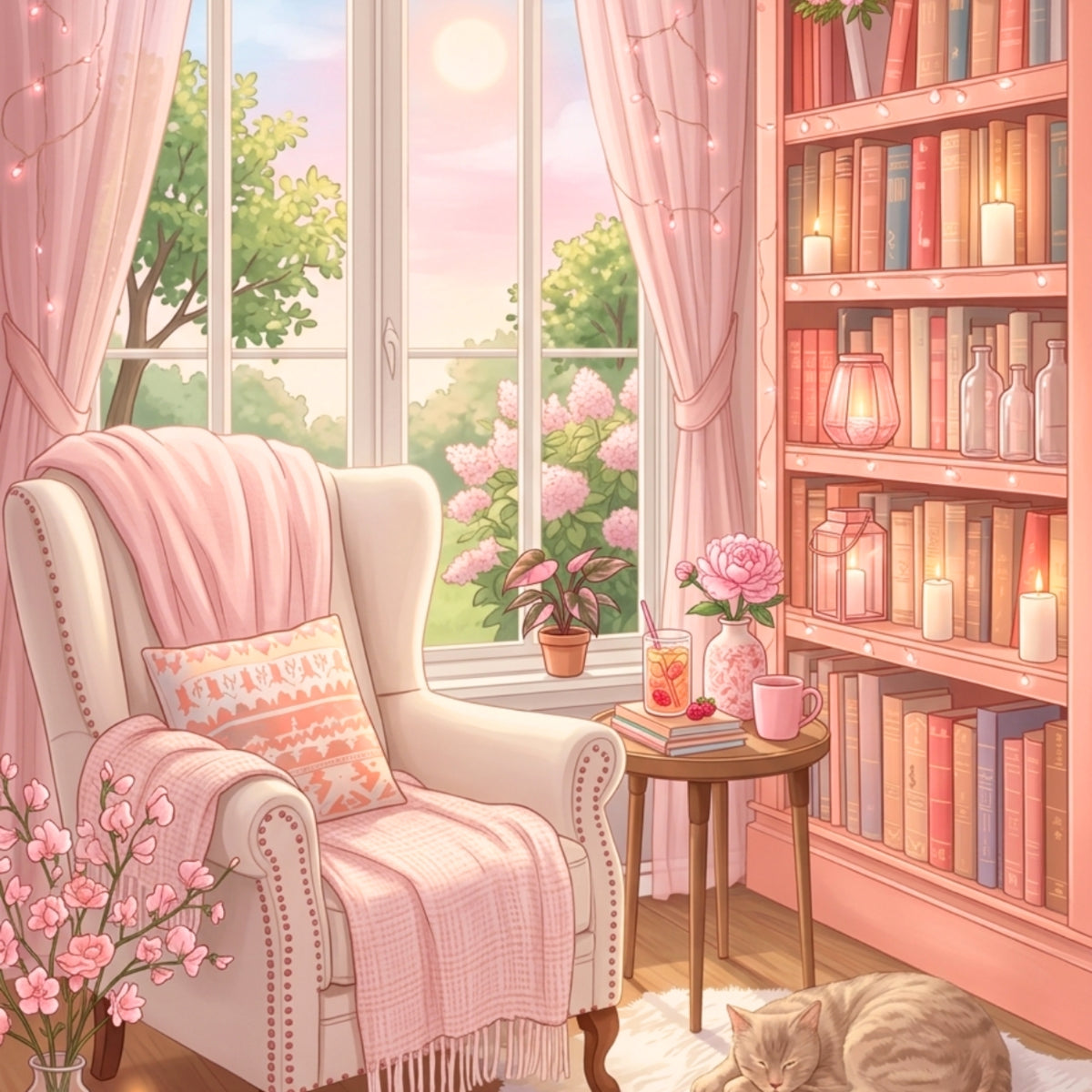 Pink Spring or Summer Nook artwork close-up