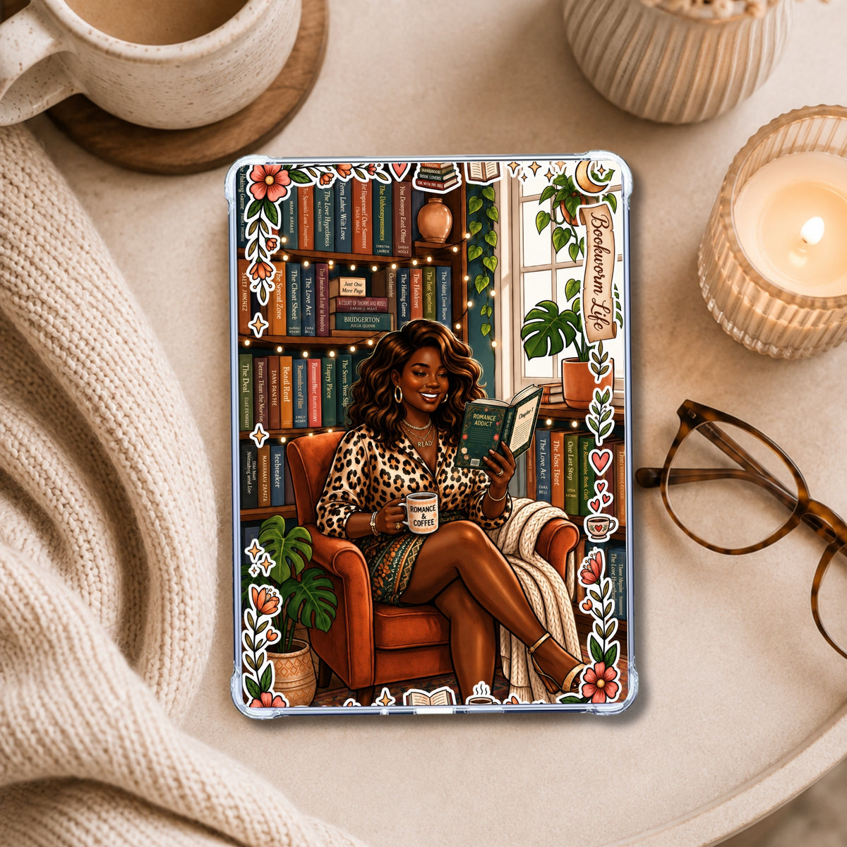Plus Size Book Worm Life shown on an eReader in a styled setting