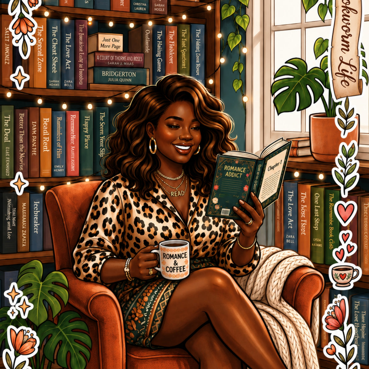 Plus Size Book Worm Life artwork close-up