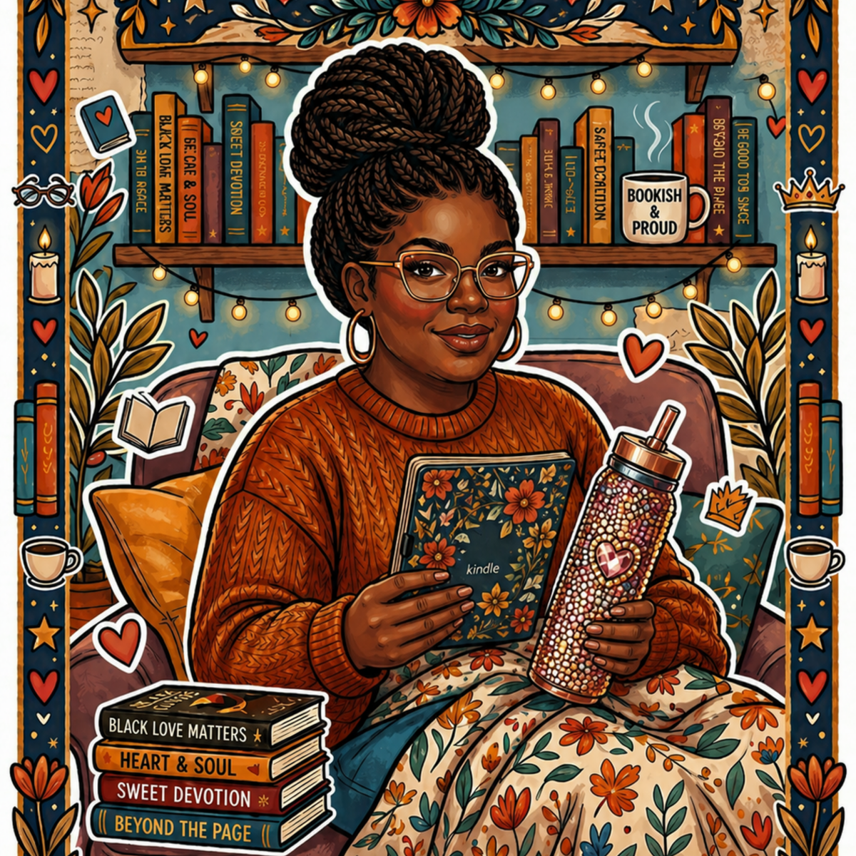 Plus Size Curvy Bookish Soul Melanin Girl artwork close-up