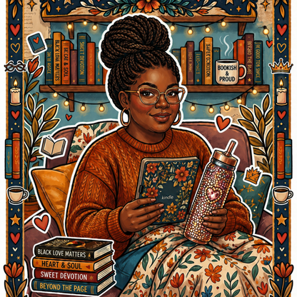 Plus Size Curvy Bookish Soul Melanin Girl artwork close-up
