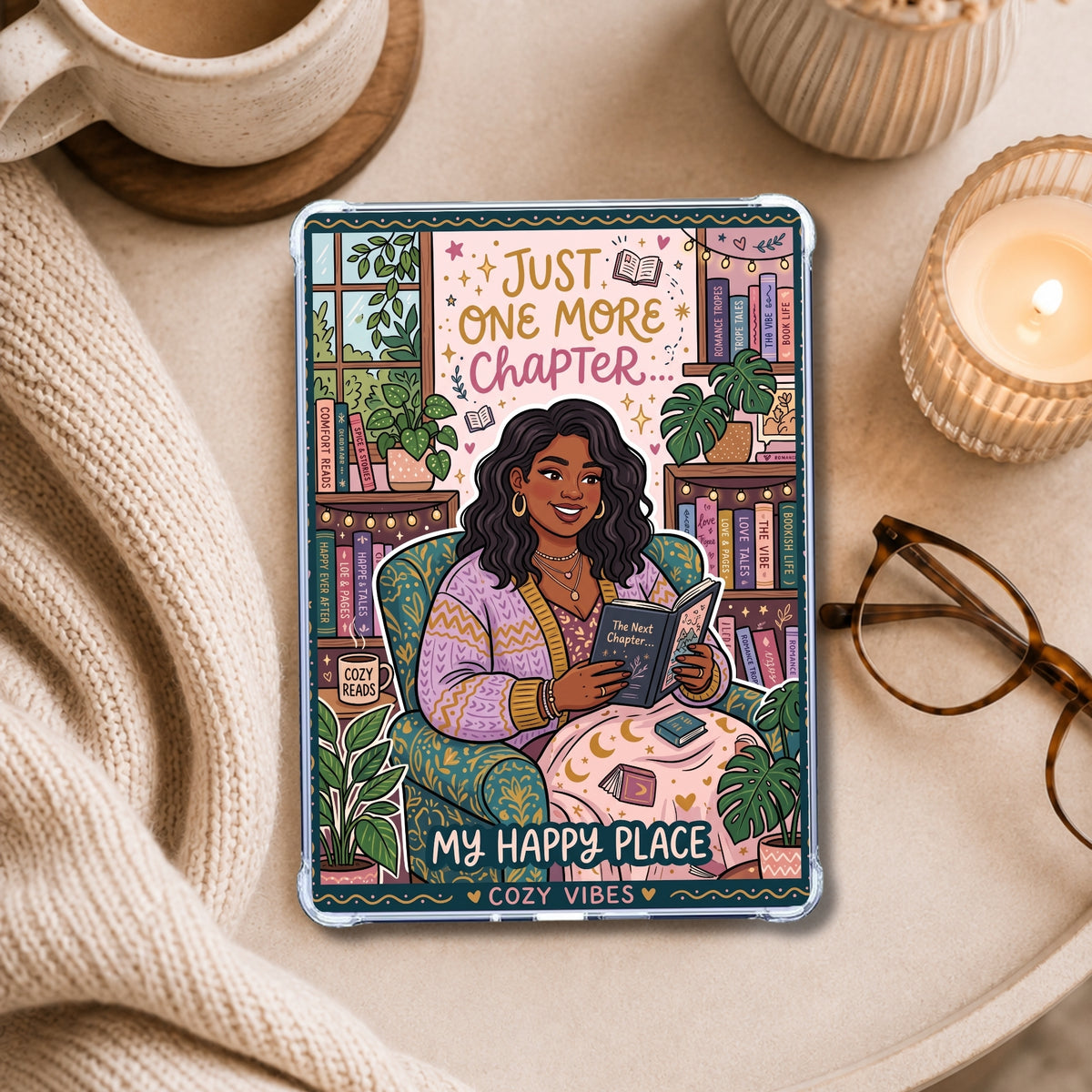 Plus Size Happy Place shown on an eReader in a styled setting