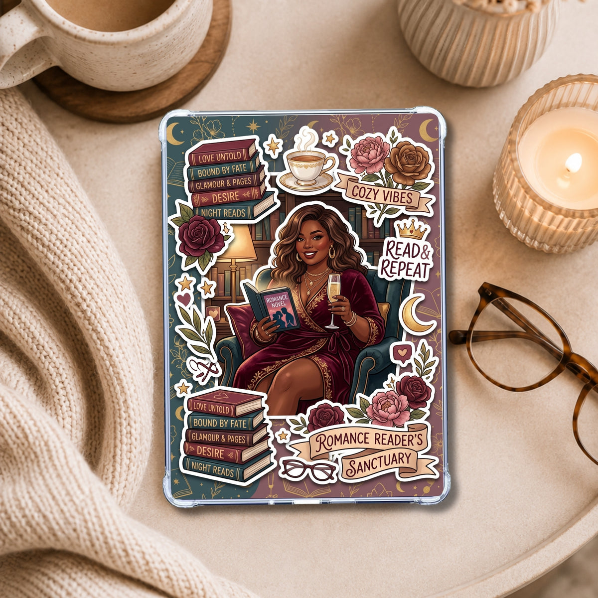 Plus Size Love Untold Black Girl shown on an eReader in a styled setting