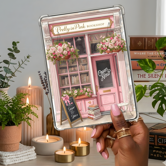 Pretty in Pink Bookstore shown on a handheld eReader