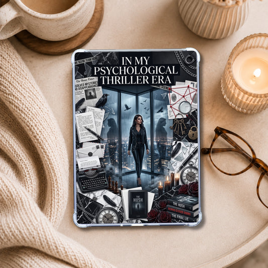 Psychological Thriller shown on an eReader in a styled setting