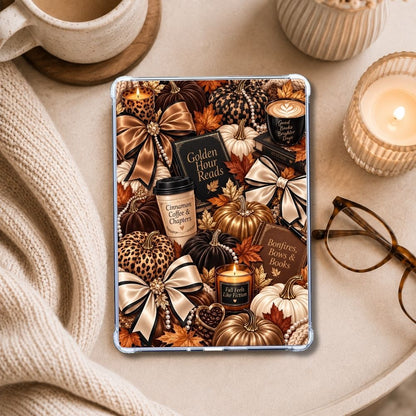 Pumpkins and Luxe Kindle insert styled in a clear eReader case