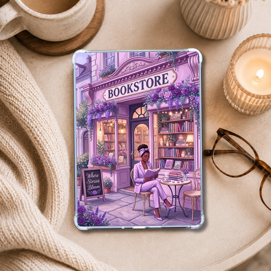 Purple Metro Reader Melanin shown on an eReader in a styled setting