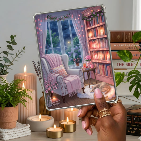 Purple Spring or Summer Nook shown on a handheld eReader