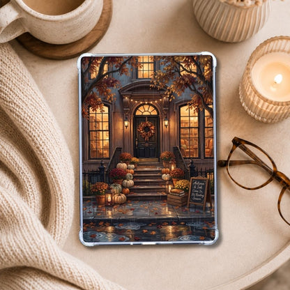 Rainy Fall Evening Kindle insert styled in a clear eReader case