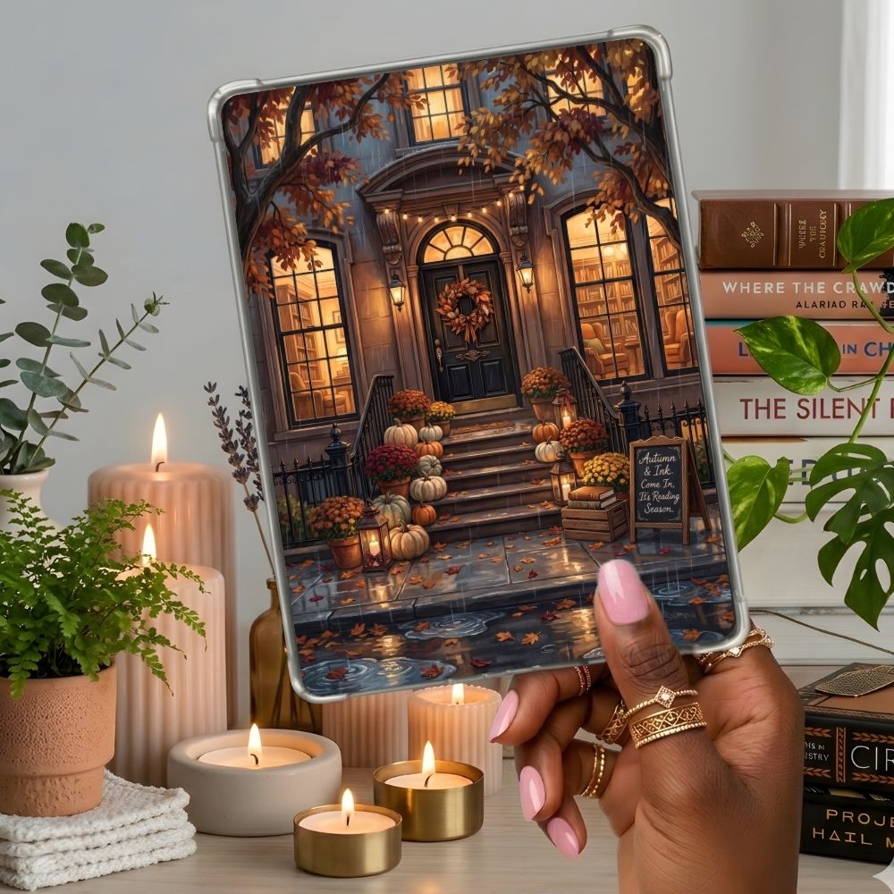 Rainy Fall Evening Kindle insert second lifestyle view in a clear eReader case