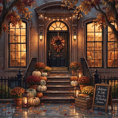 Close-up detail of Rainy Fall Evening Kindle insert artwork