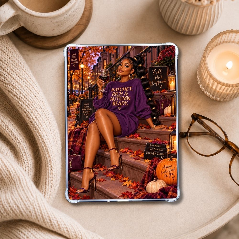 Ratchet Rich & Autumn Ready Kindle insert styled in a clear eReader case