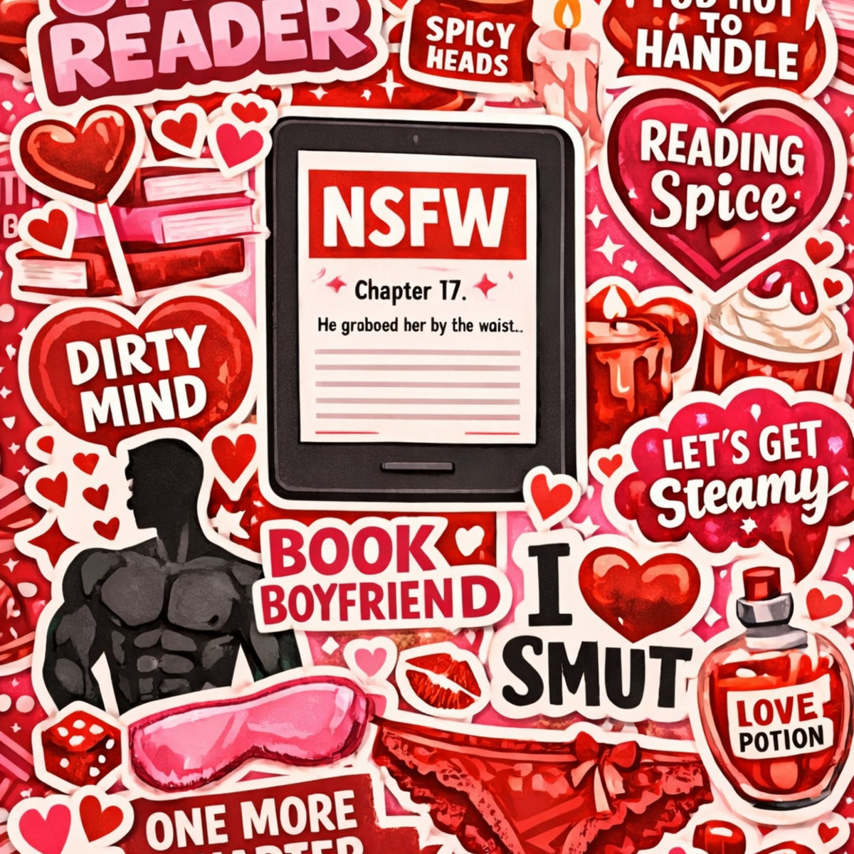 Red NSFW Reader artwork close-up
