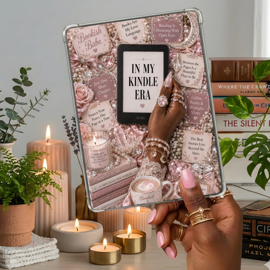 Rose Quartz Bookish Babe shown on a handheld eReader