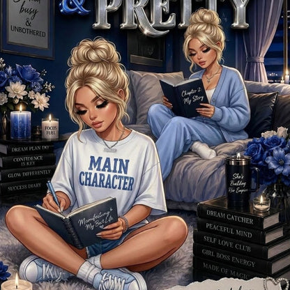 Royal Blue Reader White Girl artwork close-up