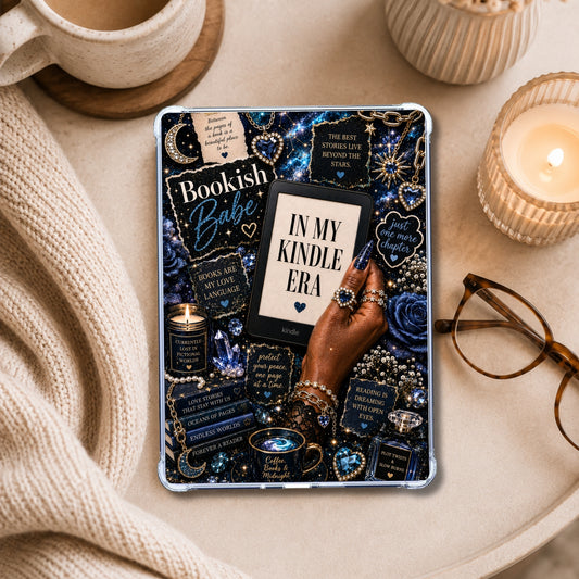 Sapphire Bookish Babe shown on an eReader in a styled setting