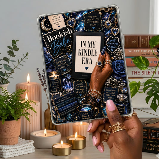 Sapphire Bookish Babe shown on a handheld eReader