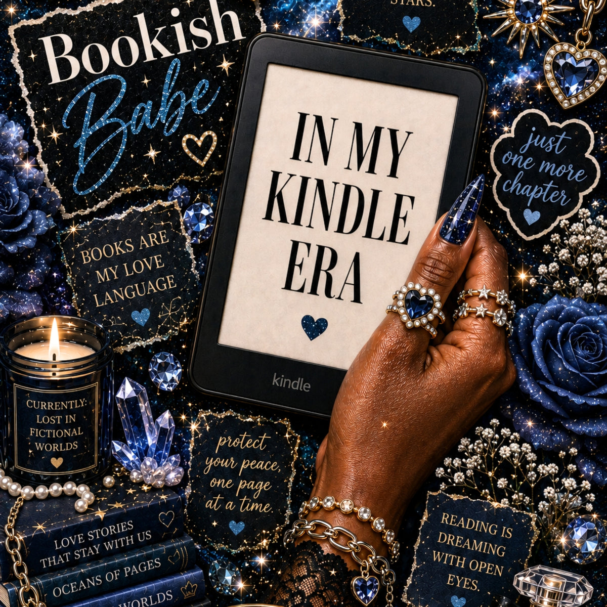 Sapphire Bookish Babe artwork close-up