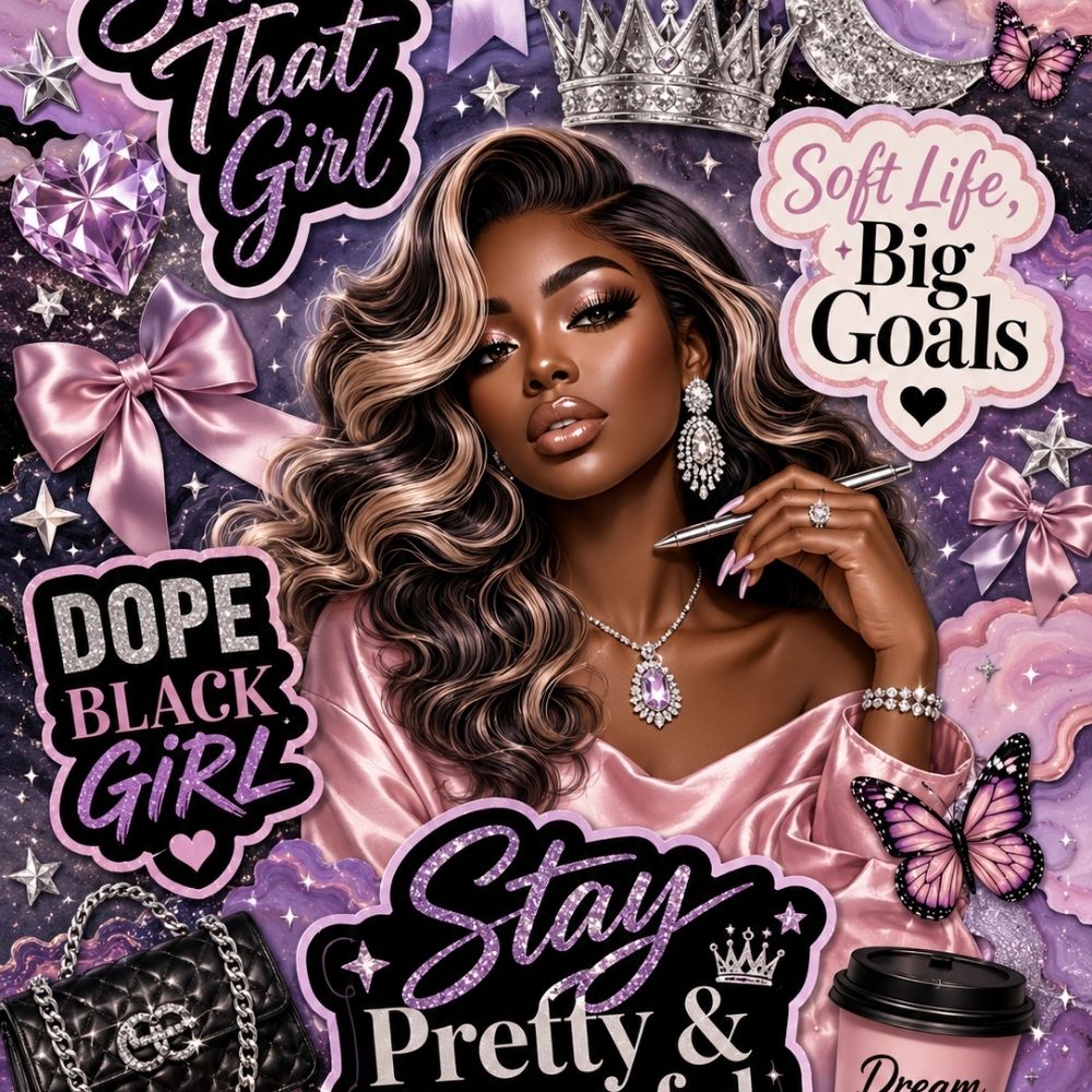 Close-up detail of Stay Pretty & Powerful Kindle insert artwork