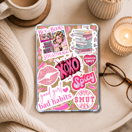 Buy Me Books Sticker Look shown on an eReader in a styled setting