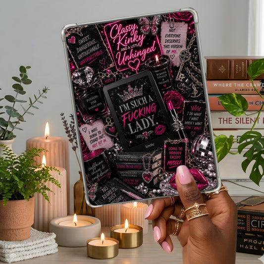 Such a F*cking Lady Neon Lights shown on a handheld eReader