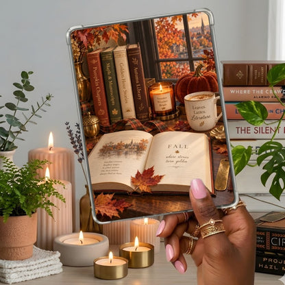 Sweater Weather Reads Kindle insert second lifestyle view in a clear eReader case