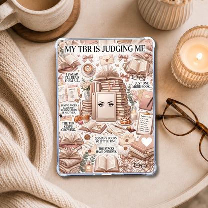 TBR Judging shown on an eReader in a styled setting