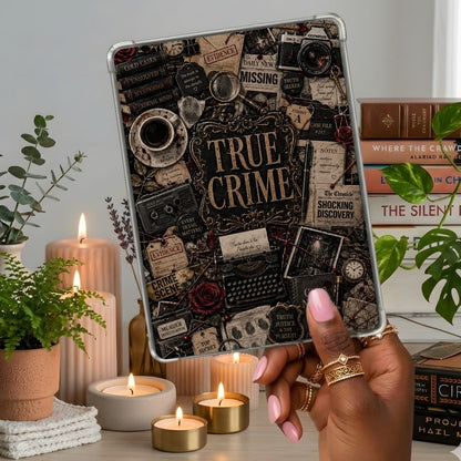 True Crime Collage Kindle insert second lifestyle view in a clear eReader case