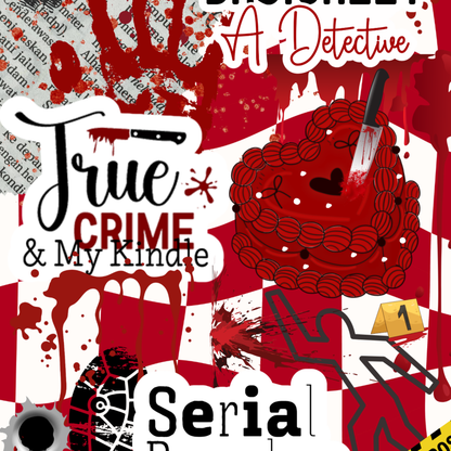 Serial Reader Crime Sticker Look artwork close-up