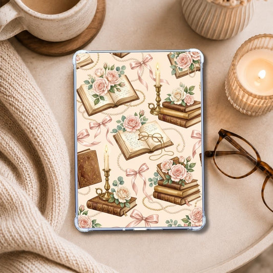 Vintage Books Kindle insert styled in a clear eReader case
