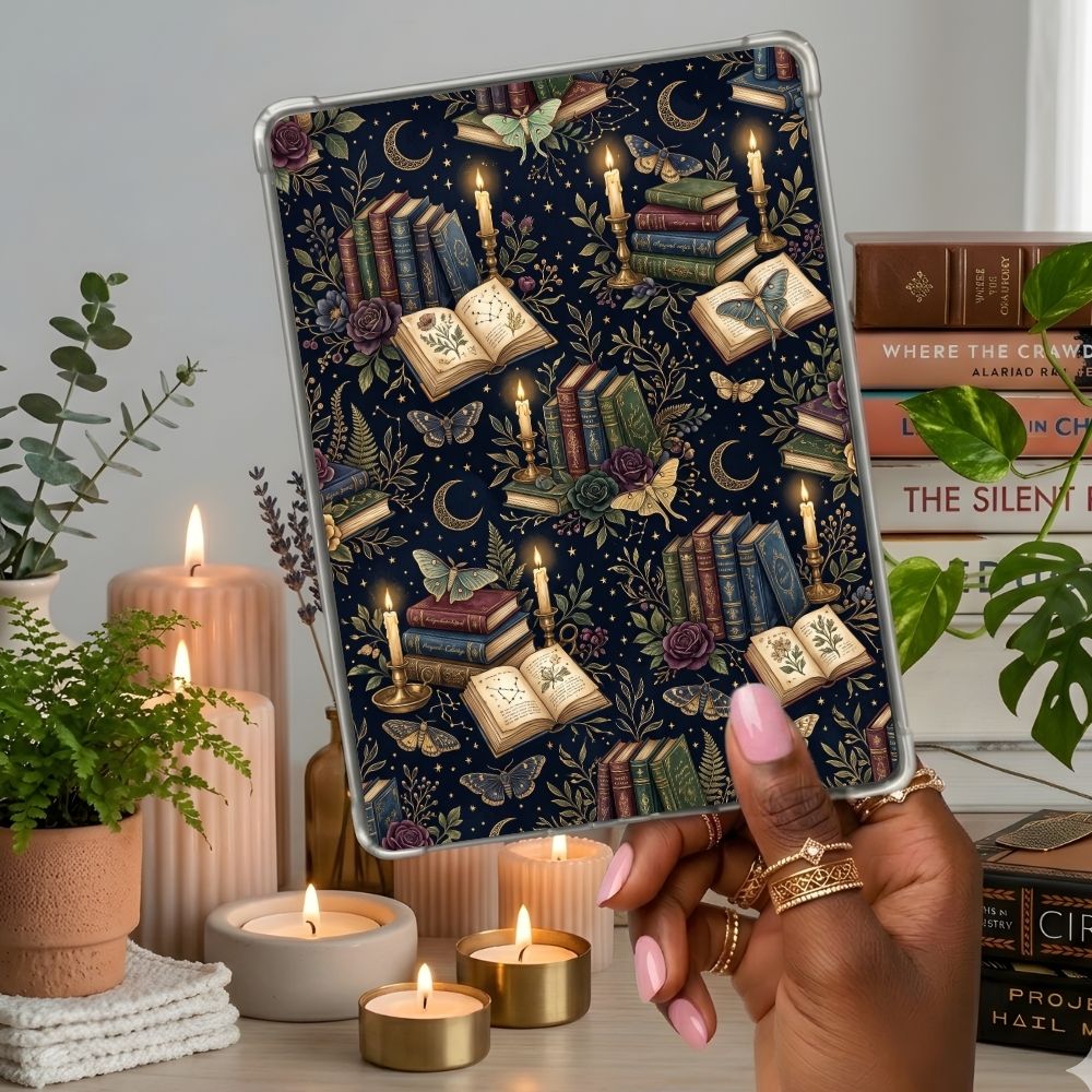 Whimsical Reader Kindle insert second lifestyle view in a clear eReader case