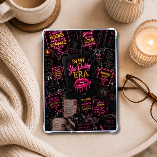Yes Daddy Era Neon Lights shown on an eReader in a styled setting
